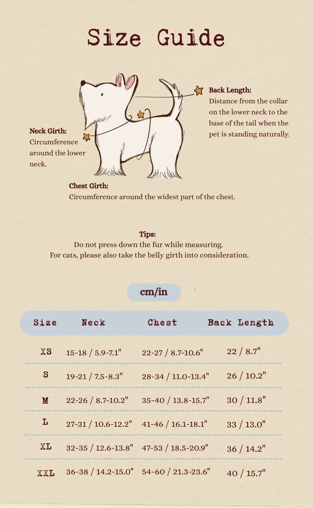 Size chart