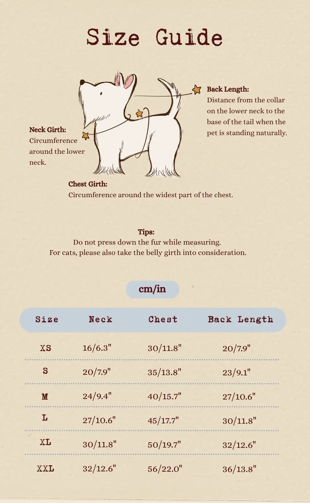 Size chart
