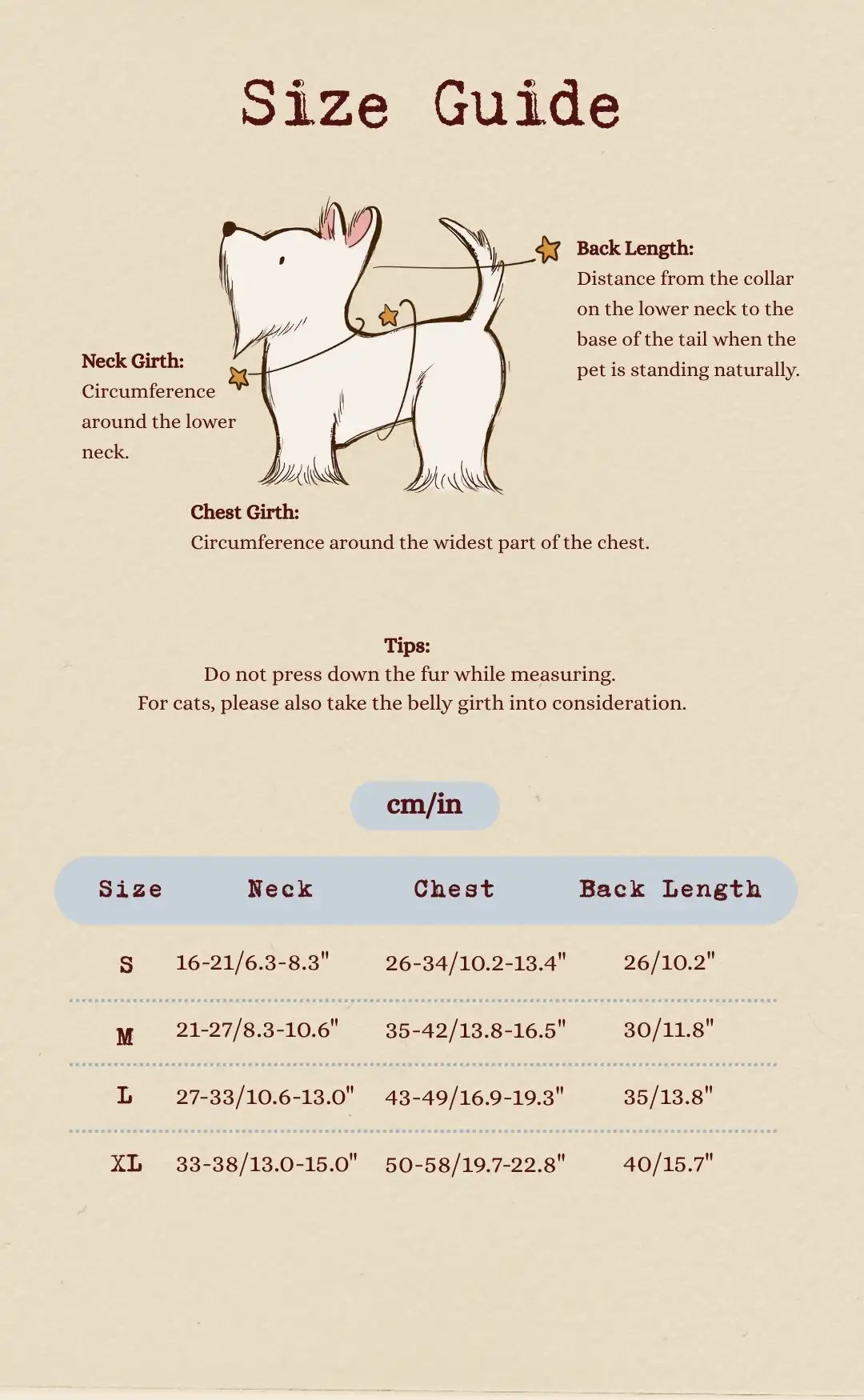 Size chart