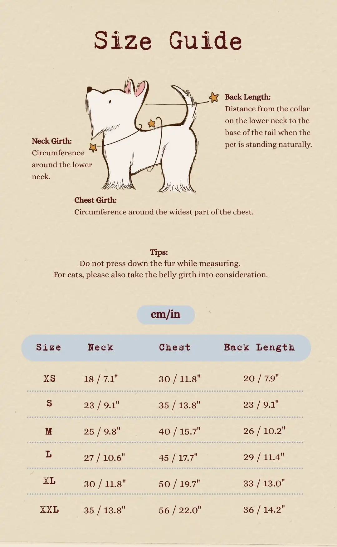 Size chart