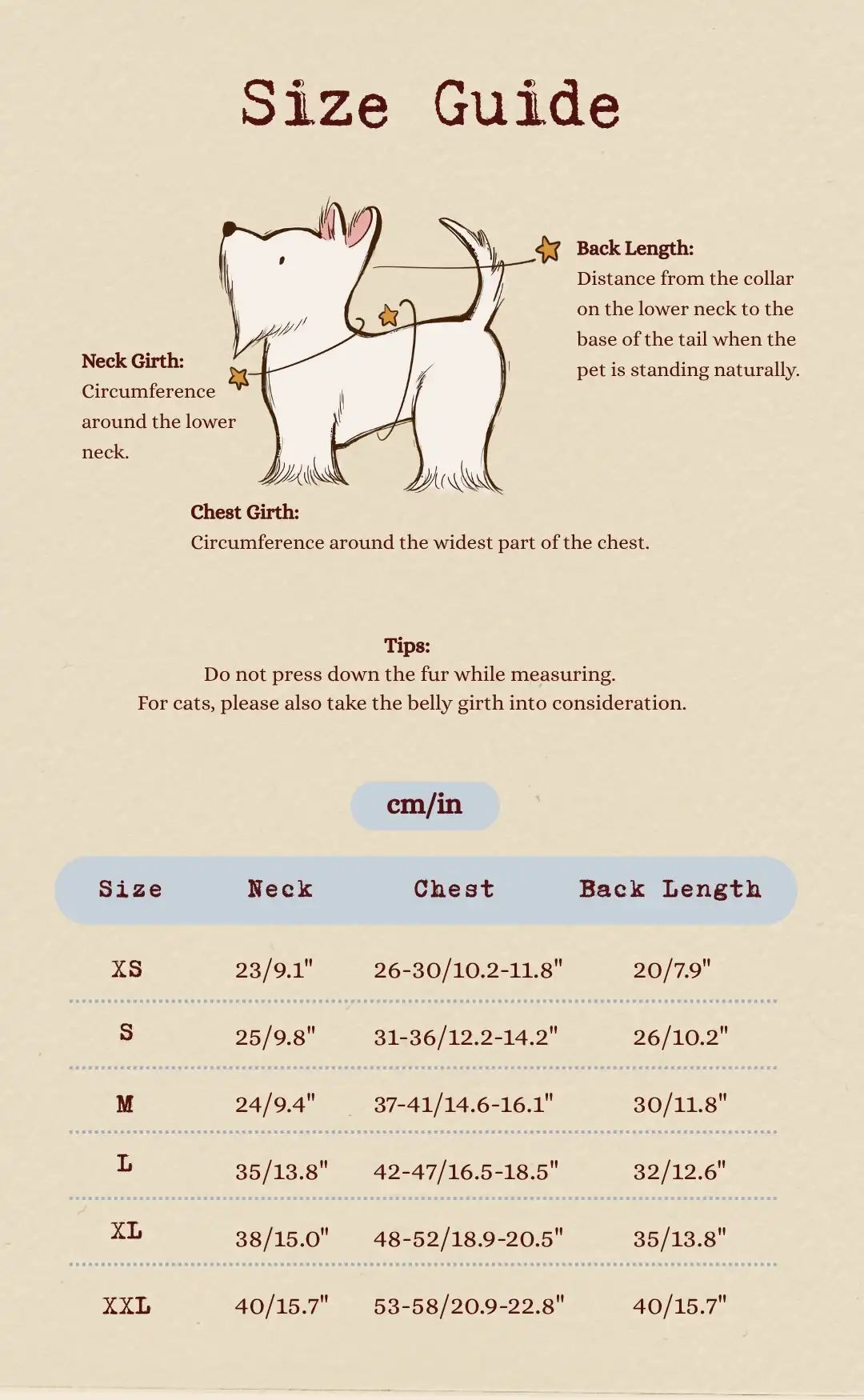 Size chart