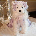 Lila Spitze Perlen Schleife Luxus-Hundekleid | Handgemacht