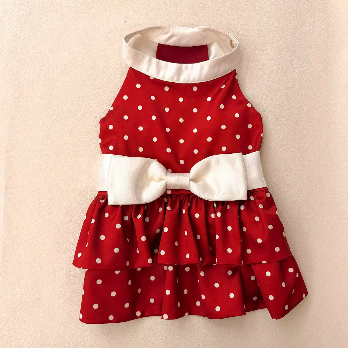 Vintage Crimson Polka Dot Dress | Artisan-made