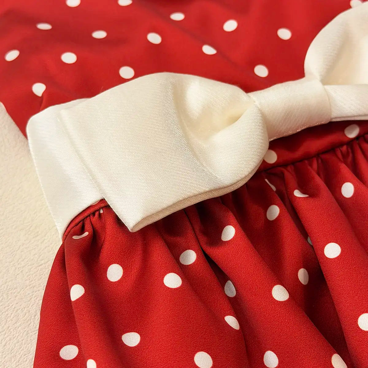 Vintage Crimson Polka Dot Dress | Artisan-made