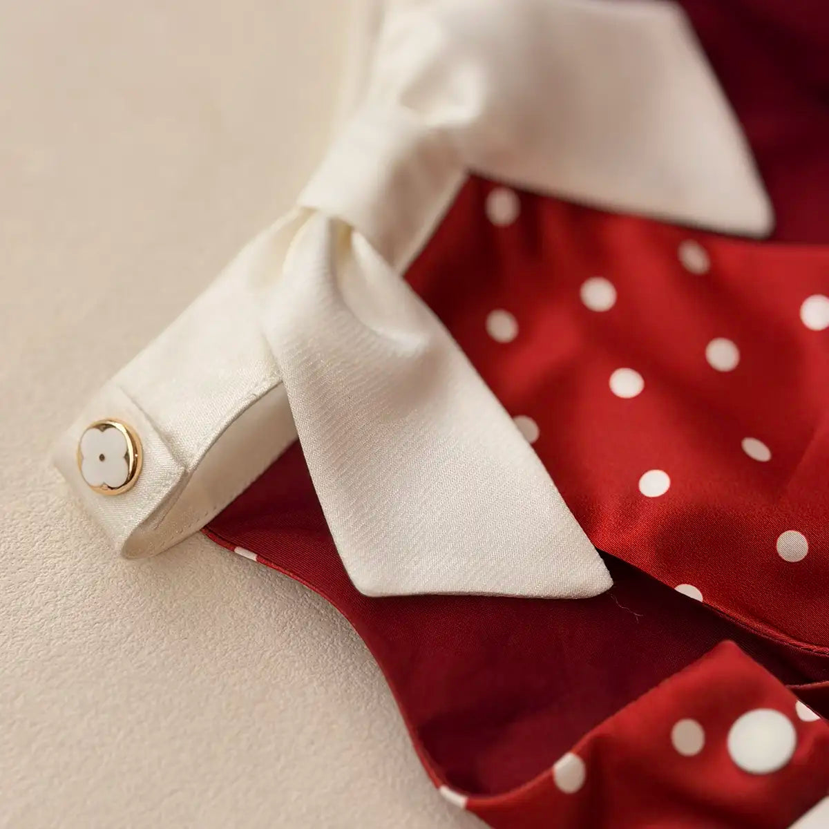 Vintage Crimson Polka Dot Dress | Artisan-made