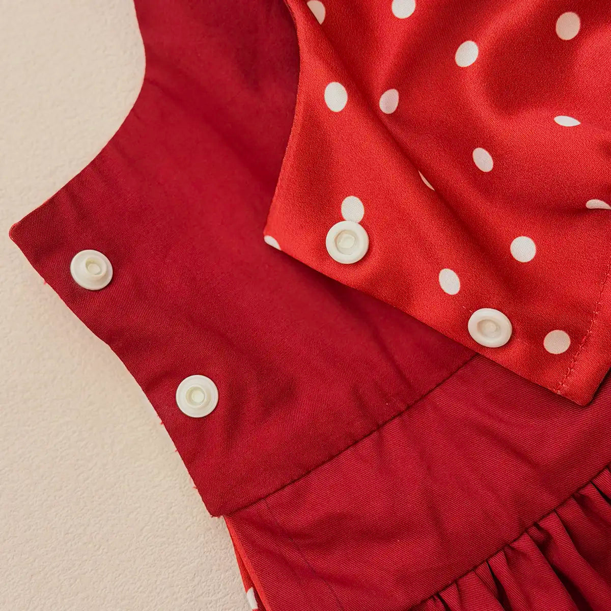 Vintage Crimson Polka Dot Dress | Artisan-made