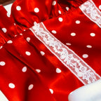 Crimson Dot & Lace Dress | Artisan-made