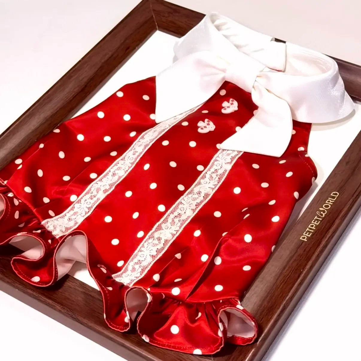 Crimson Dot & Lace Dress | Artisan-made