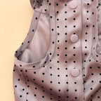 Mauve Satin Polka Dots Dress | Artisan-Made