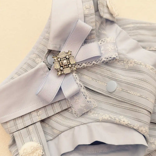 Cote d'Azur Crystal Bow Striped Shirt | Artisan-Made
