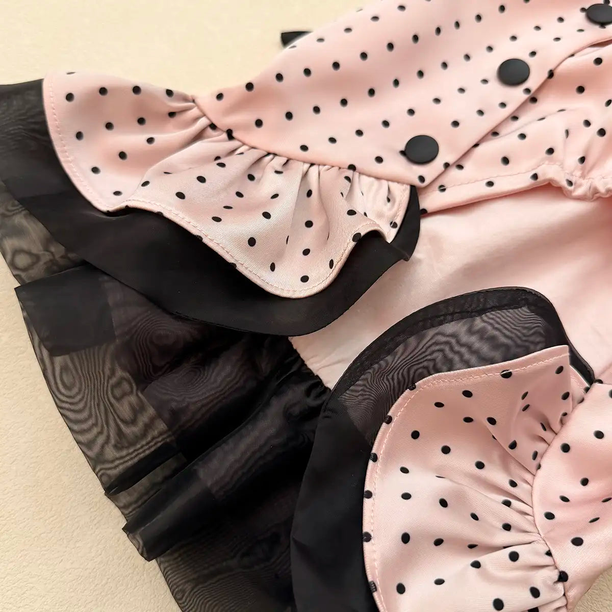 Pink Ballet Noir Dots Dress | Artisan-Made