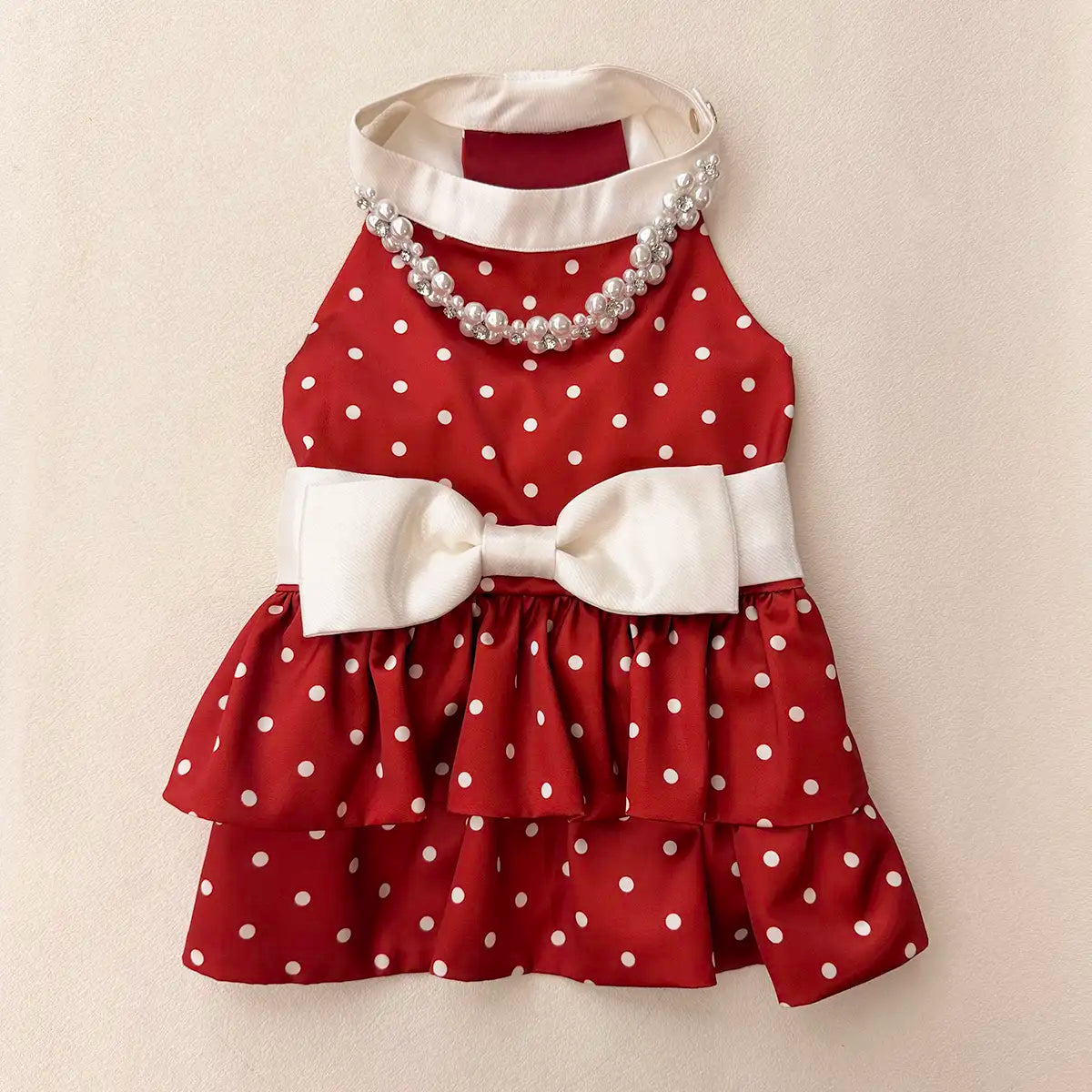 Vintage Crimson Polka Dot Dress | Artisan-made