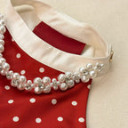 Vintage Crimson Polka Dot Dress | Artisan-made
