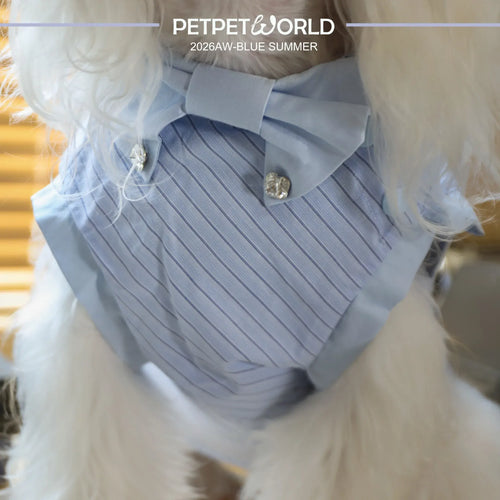 Hundeshirt mit maritimen Streifen und Schleife