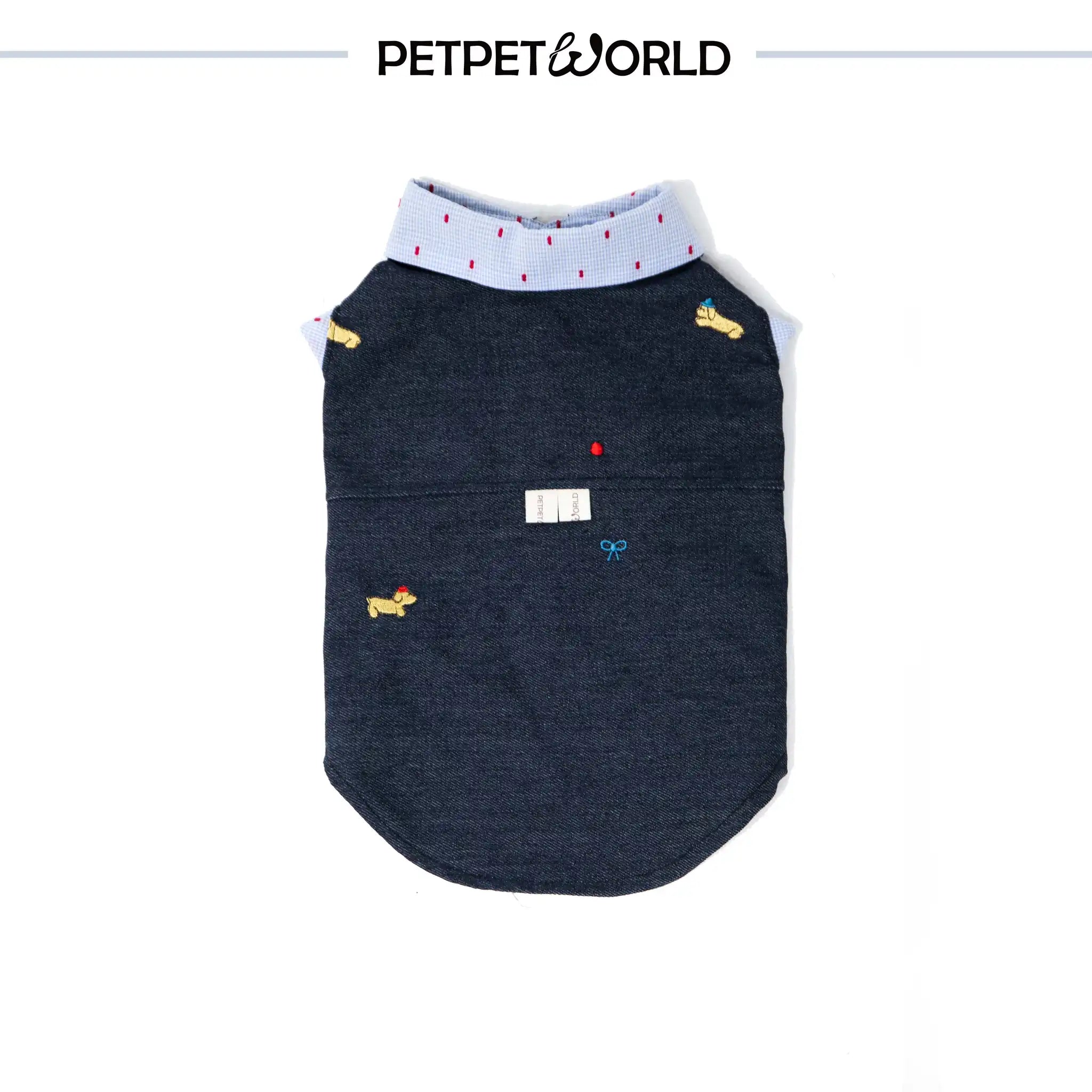 Besticktes Jeans-Hundeshirt mit Welpenmuster | Handgefertigt