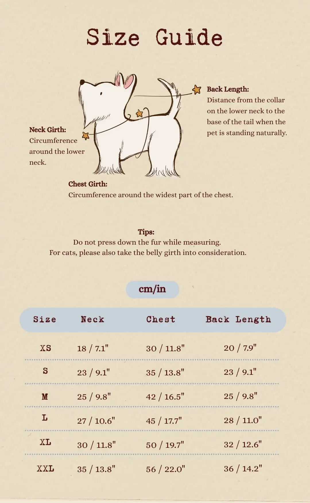 Size chart