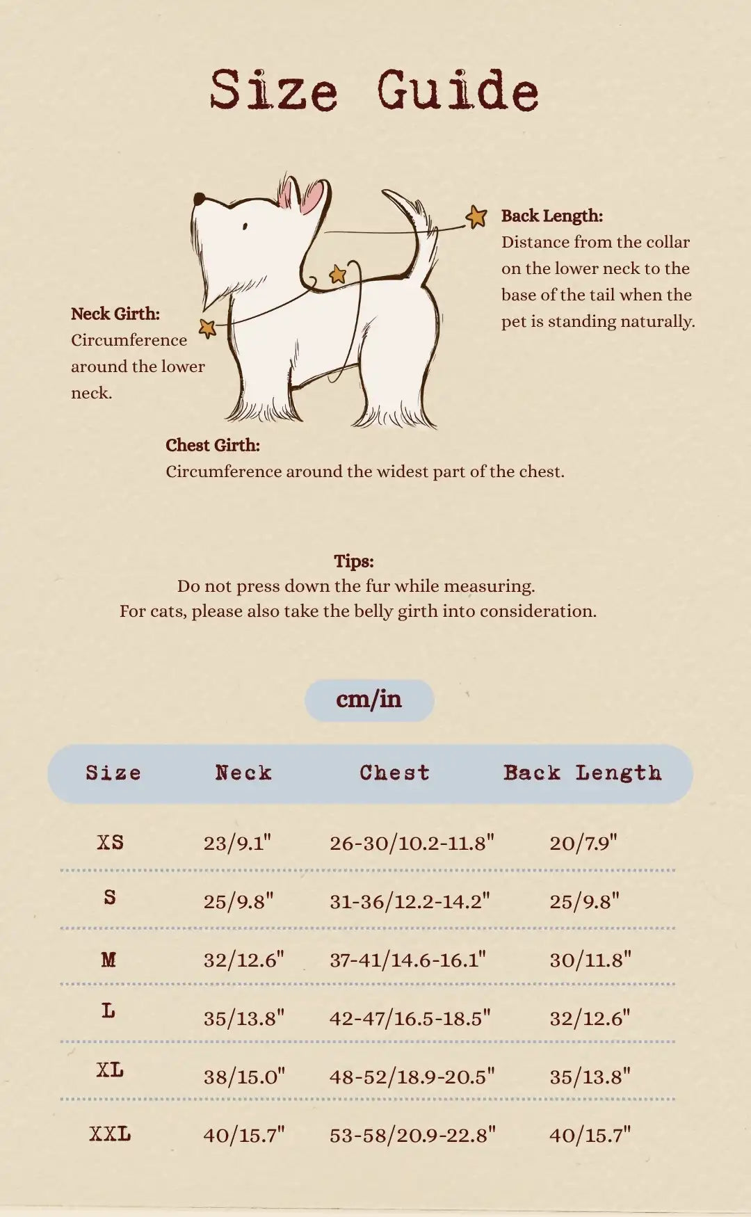 Size chart